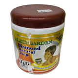 Round container of ALATA GARDEN Diamond Natural Soap with a brown lid and a gold, white, and orange label featuring a woman’s face and the text “Diamond Natural Soap – Diamond Beauty Soap.”
