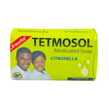 Tetmosol Medicated Soap Citronella packaging with two people on a yellow background